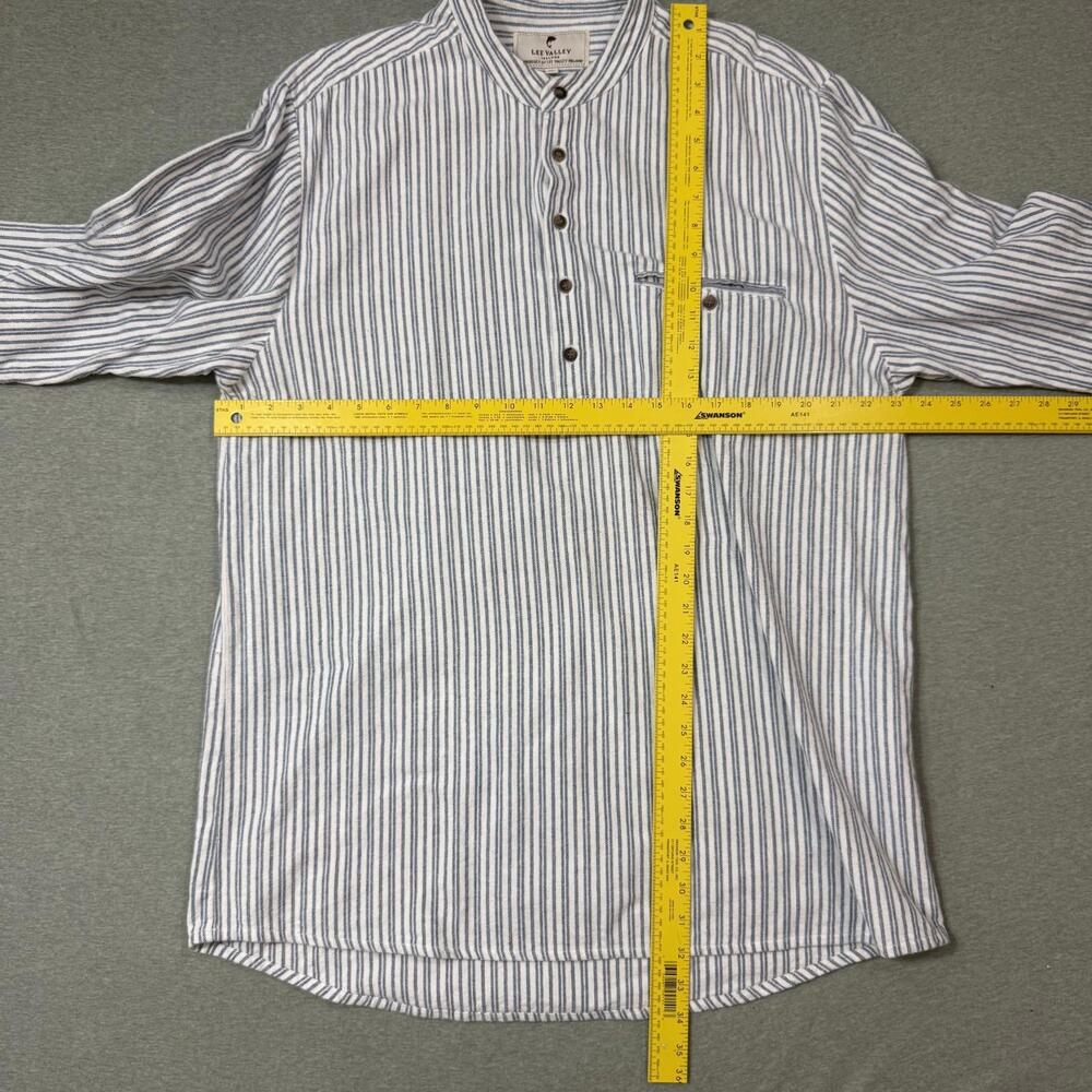 Lee Valley Ireland Grandfather Shirt Mens XL Blue Striped The Orig Flannel - Picture 3 of 6